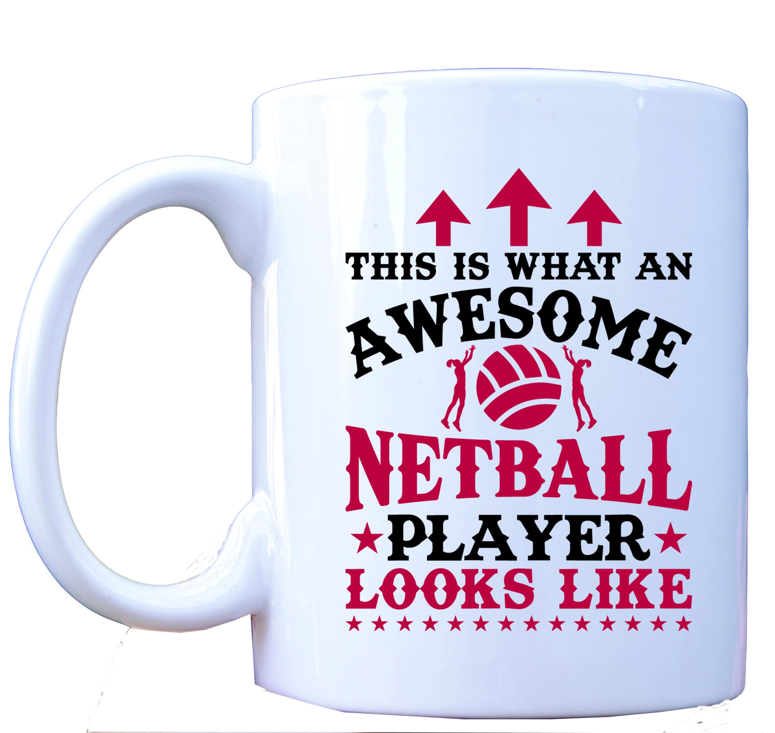 Millhouse Prints This is What an Awesome Netball Player Looks Like Mug, 11oz White Ceramic Sports Mug, Netball Design with Player Silhouettes