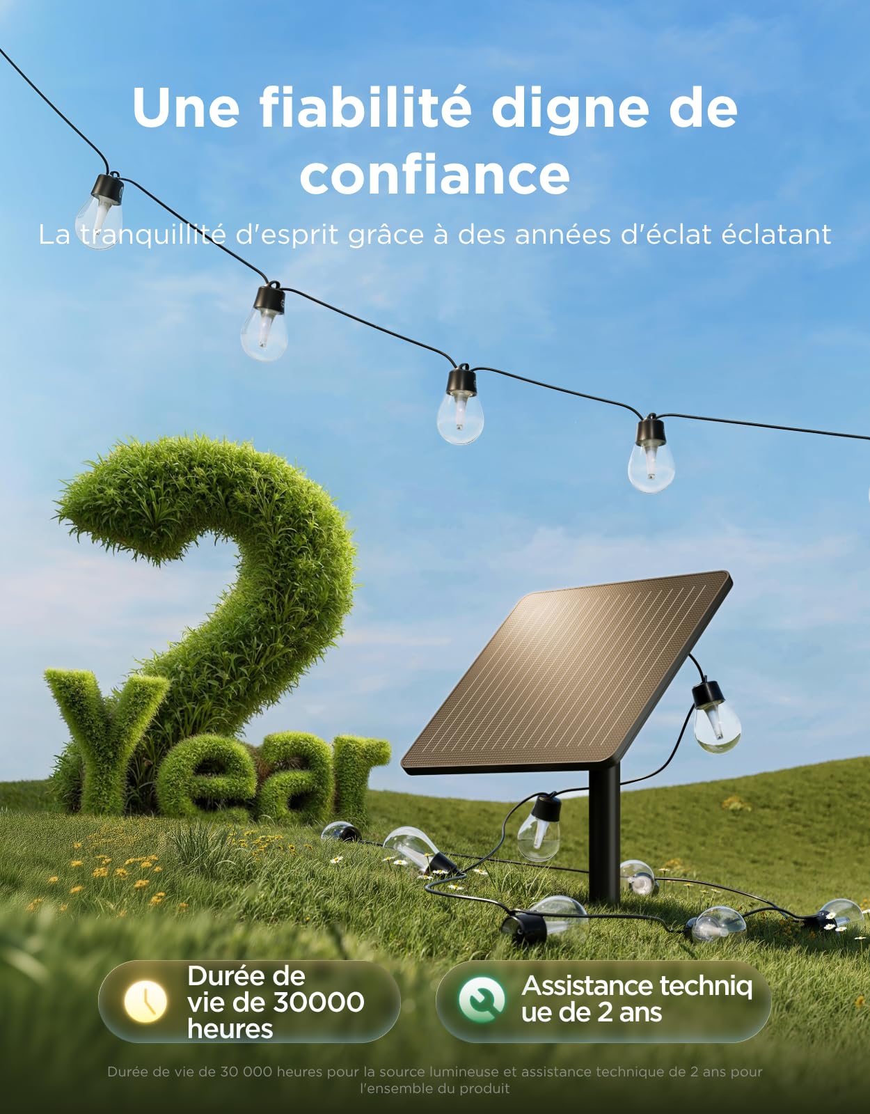Govee Guirlande Lumineuse Extérieure Solaire 10m, RGBICW 16M Couleurs, 50lm | 112 Modes Scène et Contrôle App, Uniquement Bluetooth, 8 LED Réglables Incassables, IP67 pour Jardin, Terrasse, Balcon