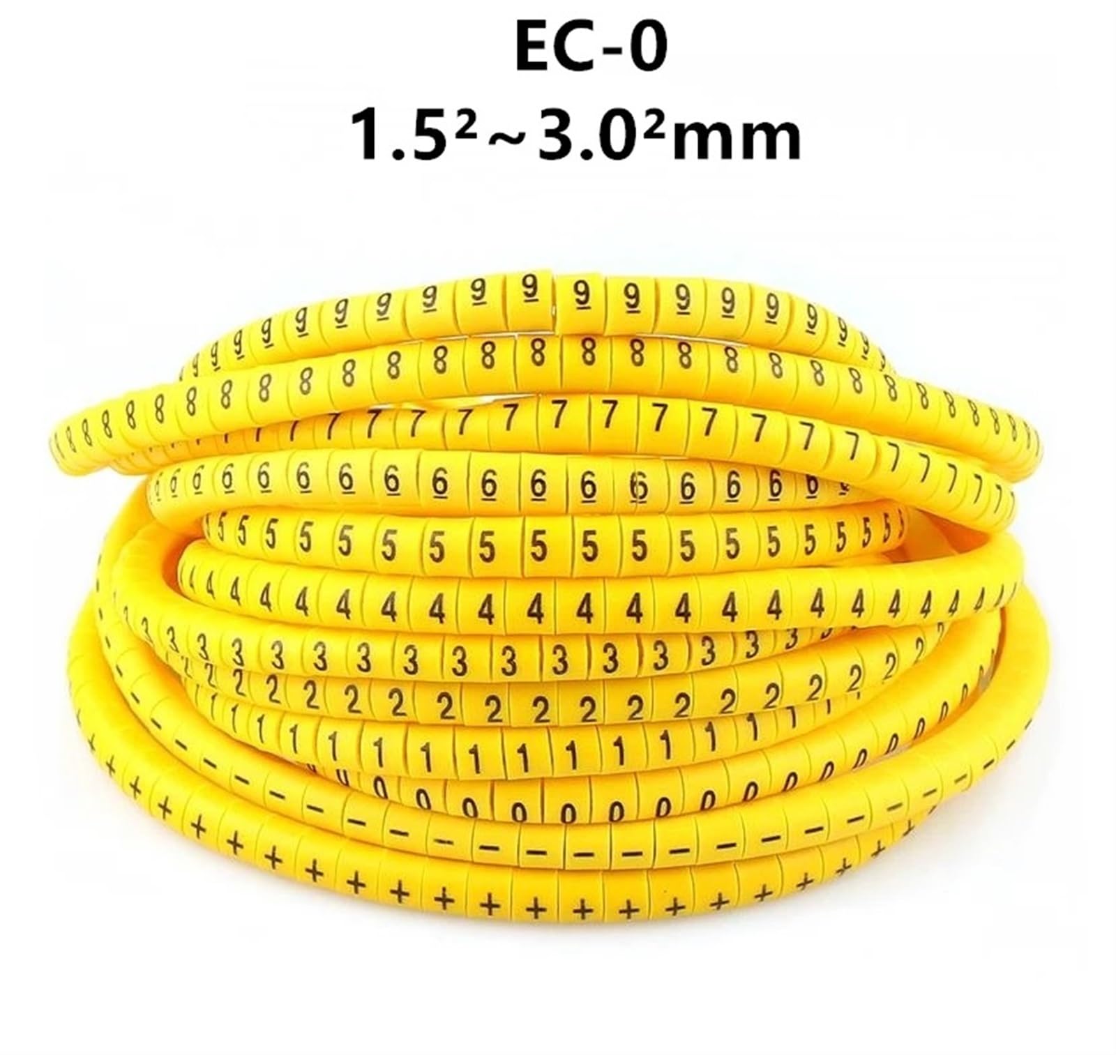 Znaczniki kablowe EC-0, 600 szt. numerowane 0-9 i symbole do etykietowania drutu o średnicy od 1,5 mm do 3 mm, idealne do organizowania kabli i przewodów elektrycznych