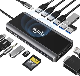 USB C Hub, 15-in-1 USB C Docking Station to HDMI, VGA, Wireless Charger, Gigabit Ethernet, 3 USB 3.0, SD/TF Card Reader, U Price In India