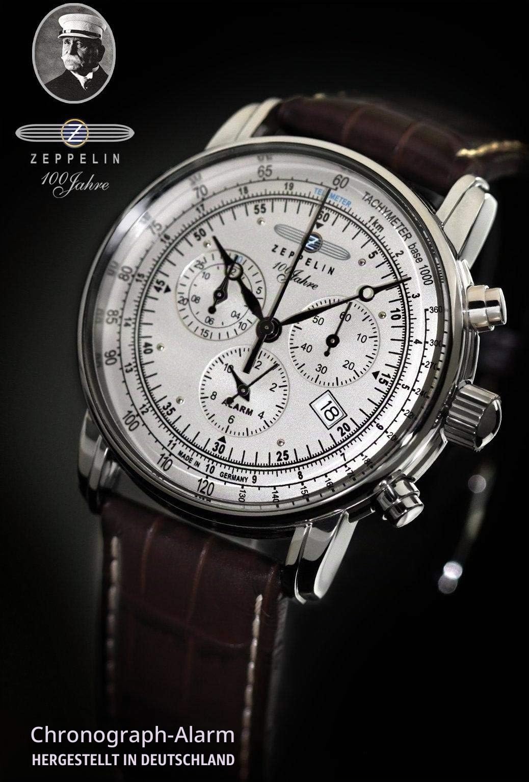 Zeppelin 100 Years Herren Uhr analog Quarzwerk mit Leder Armband 7680-1