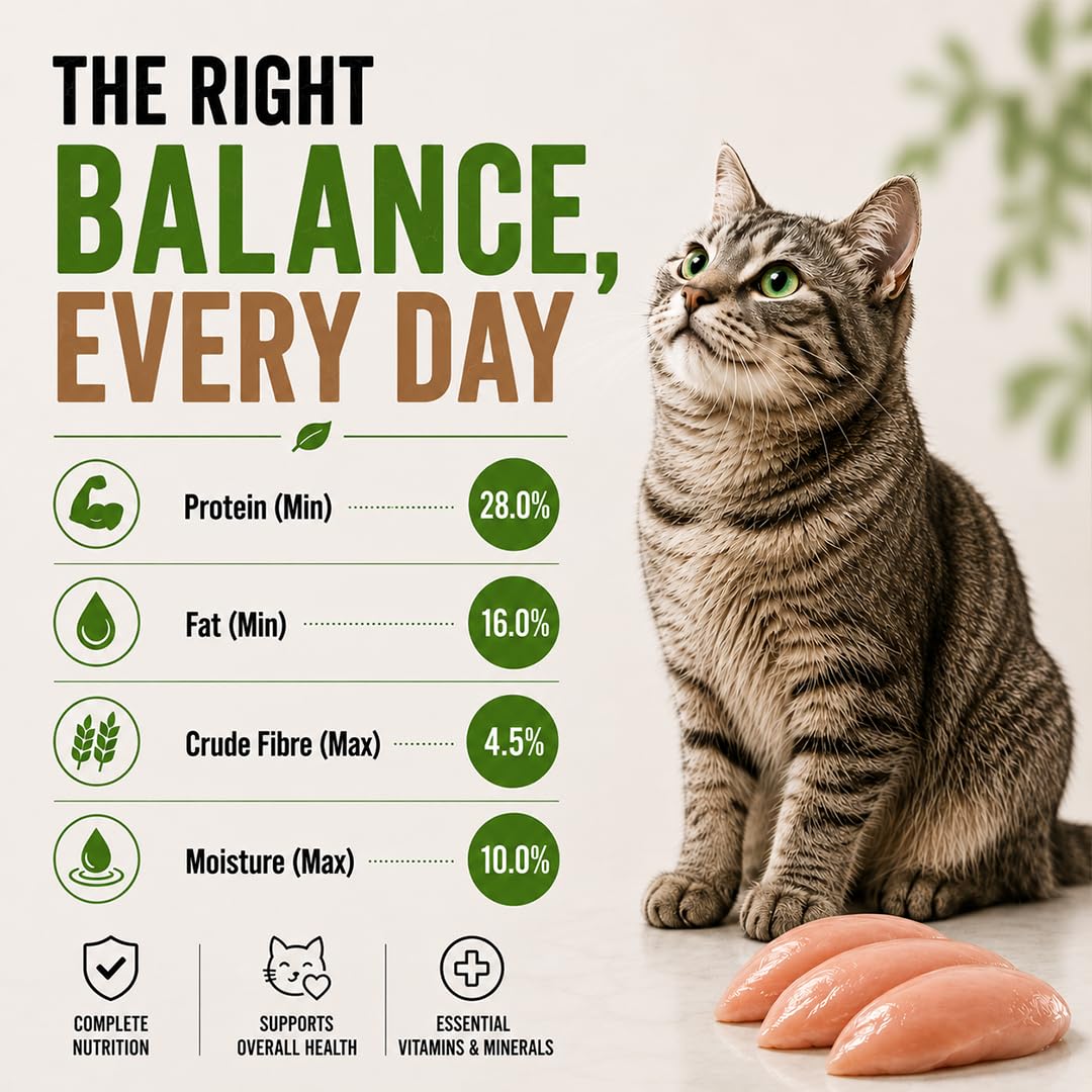 Grain Zero Adult Dry Cat Food 1.2kg + 75g Creamy Treat (Free) | Chicken & Vegetables | 48% Fresh Fish Inclusion, No Grain Formula, Gluten-Free | Promotes Healthy Skin & Coat | All Breeds 3