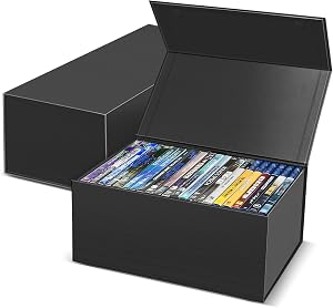 2 Pack Blu Ray DVD Storage Box for Steelbook Storage, Movie Organizers, Blu Ray Holder, Video Game Storage Cases
