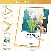 Vista 3 de Paquete de 36 soportes acrílicos con marco dorado, números de mesa, inclinados hacia atrás, soporte de exhibición de menú, soporte transparente