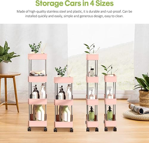 Miniatura 2 de Carrito de almacenamiento con ruedas para baño con ruedas, carrito de cocina, organizador de lavandería móvil, estantes para organizadores de