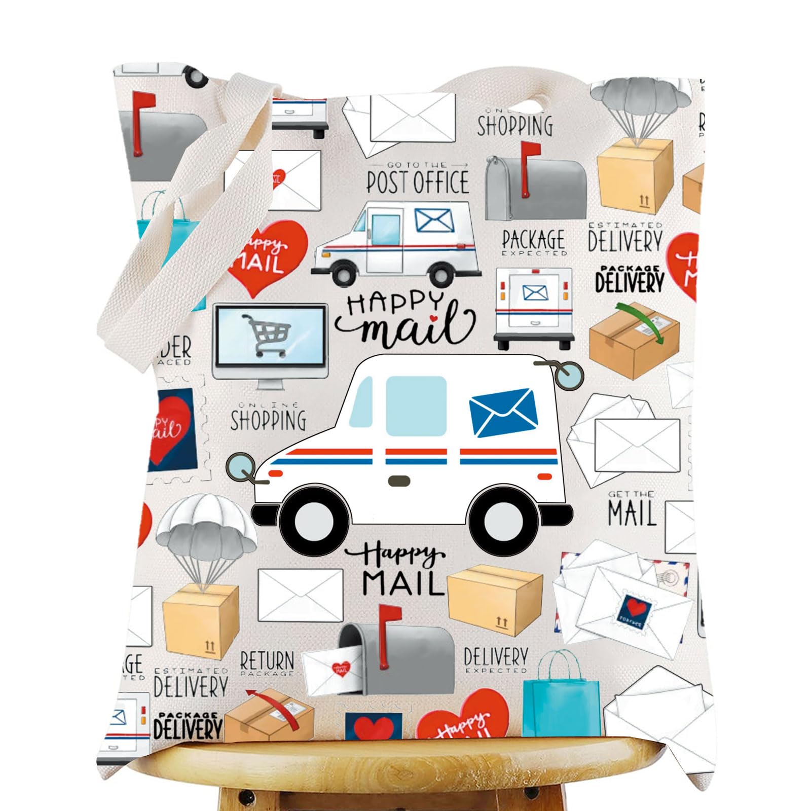 WZMPA Mail Carrier Tote Bag Postal Worker Gift Deliveryman Reusable Grocery Bag Courier Merchandise