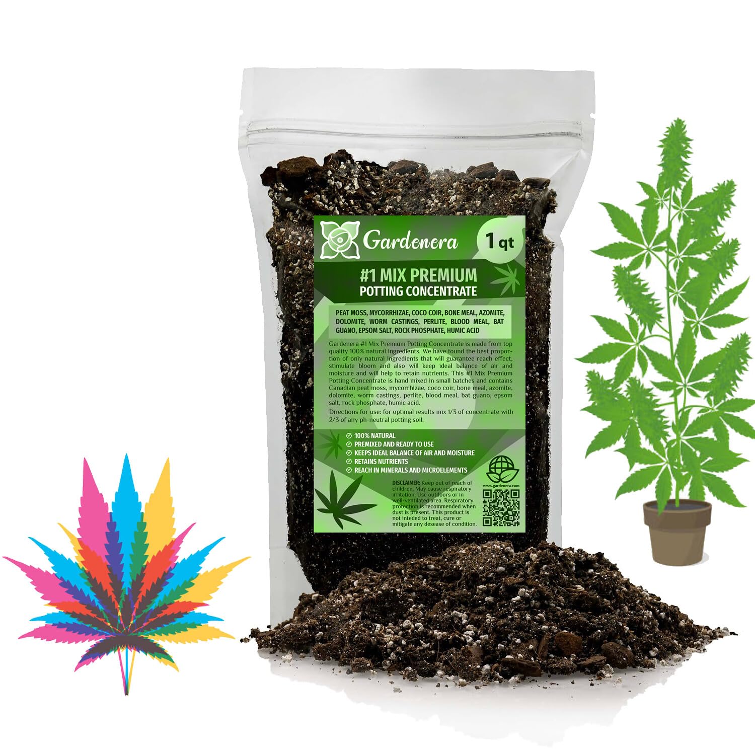 Organic Autoflower Plants Potting Soil Mix - Perfect Balance of Nutrients, Drainage, and Aeration for Thriving Autoflower Plants- 1 Quart