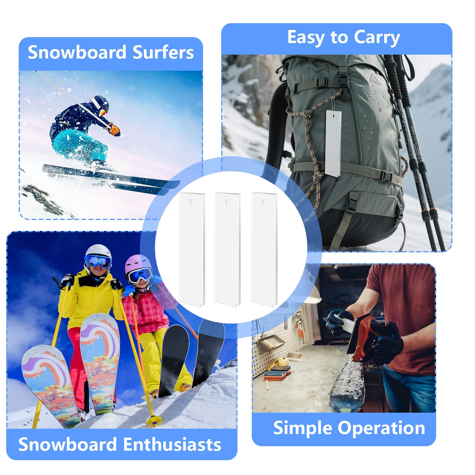 Grattoir Fart Ski Acrylique 5mm 23cm Raclettes Snowboard