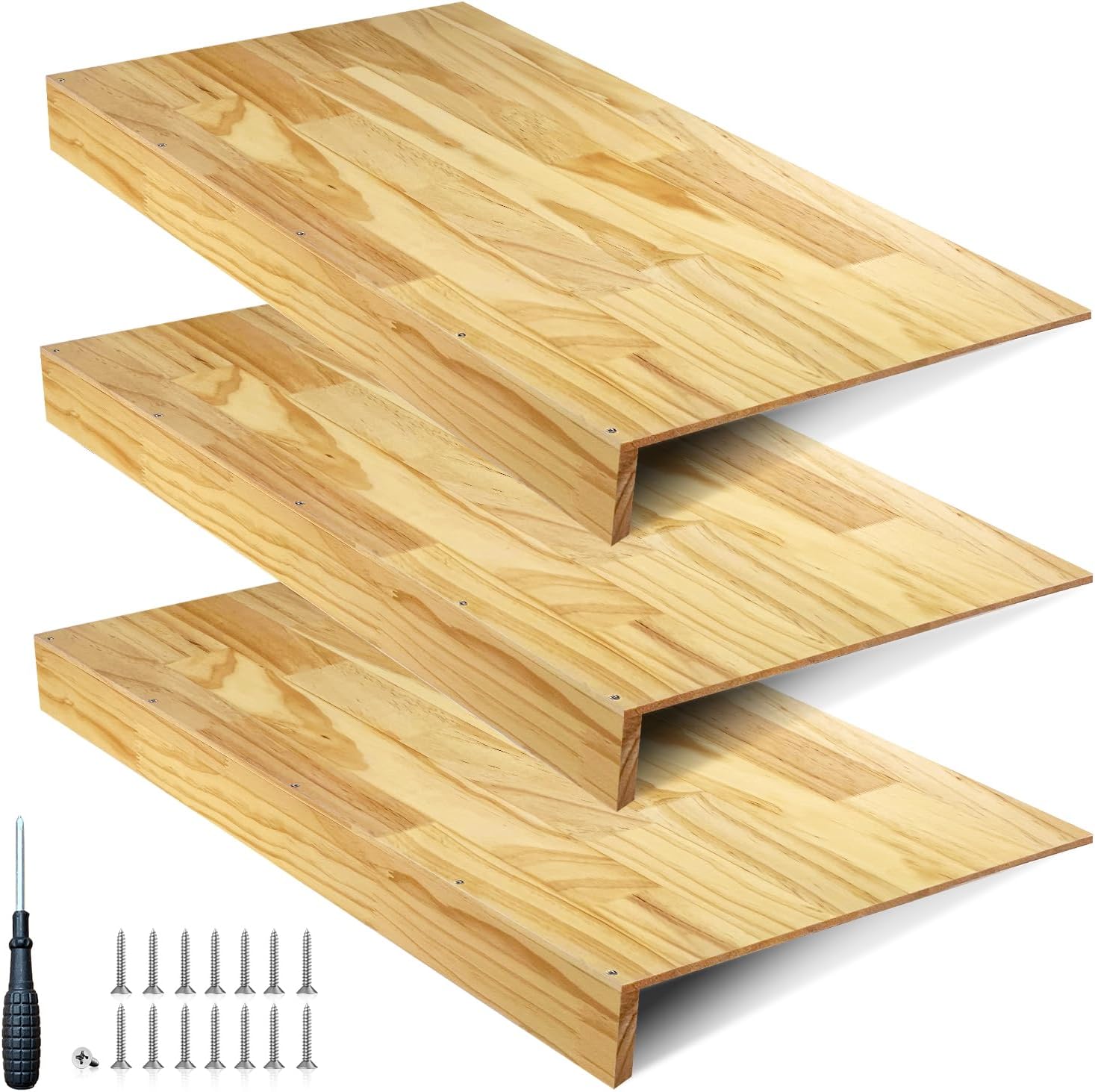 16 * 36 in Wooden Wire Shelf Cover 3 PCS Removable Pantry Shelf Cover Wire Rack Covers with Screw Accessories for Kitchen Closet Bathroom Store Office