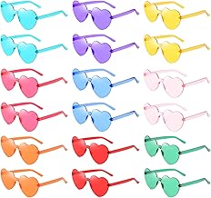 18 Heart Shape Rimless Sunglasses Kids Transparent Party Glasses Colored Eyewear for Boy/Girls Birthday Supplies