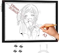 WELZK A3 Light Pad 16.6x12.6 Inch Light Board: Side Buttons, 9 Levels & Stepless Dimming for Diamond Painting, Tracing, Sketching