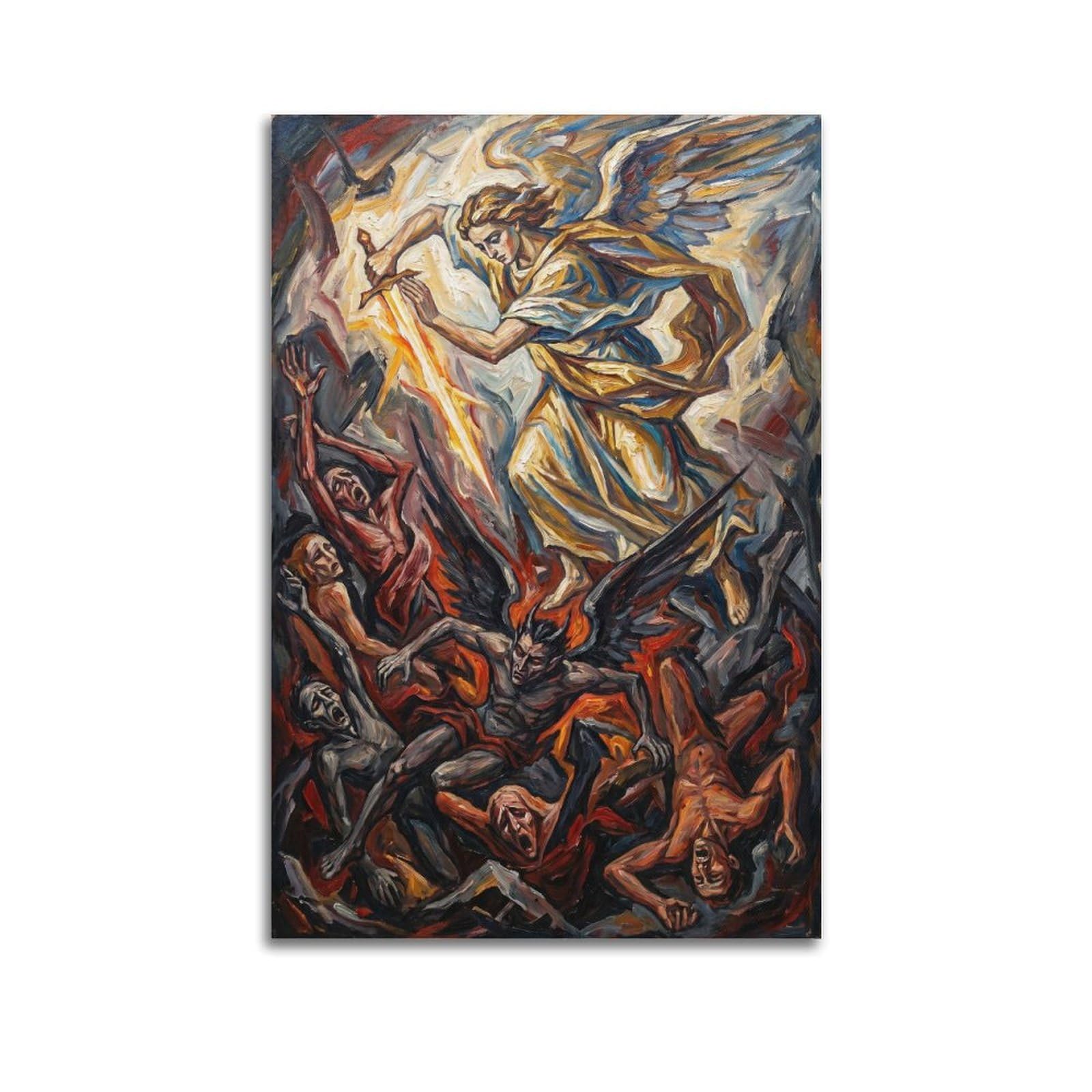 OKNGB Bible Christian Posters St. Michael Archangel Defeating Satan Decorative Painting Canvas Art Picture 16x24inch(40x60cm)