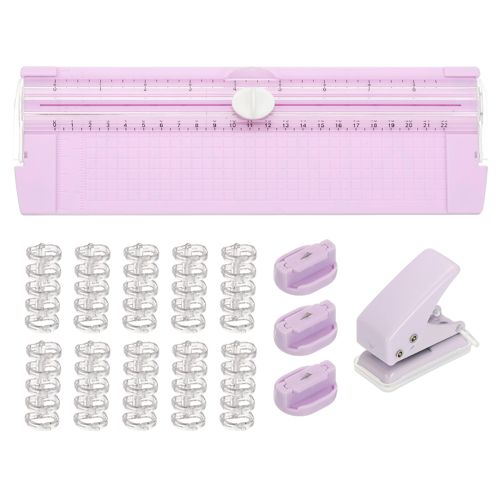 PATIKIL Paper Cutter Trimmer, A4 Straight Portable Paper Slide Paper Slicer with Hole Punch, Replacement Blade and Binder for Craft Cardstock, Label Card, Scrapbook, Purple