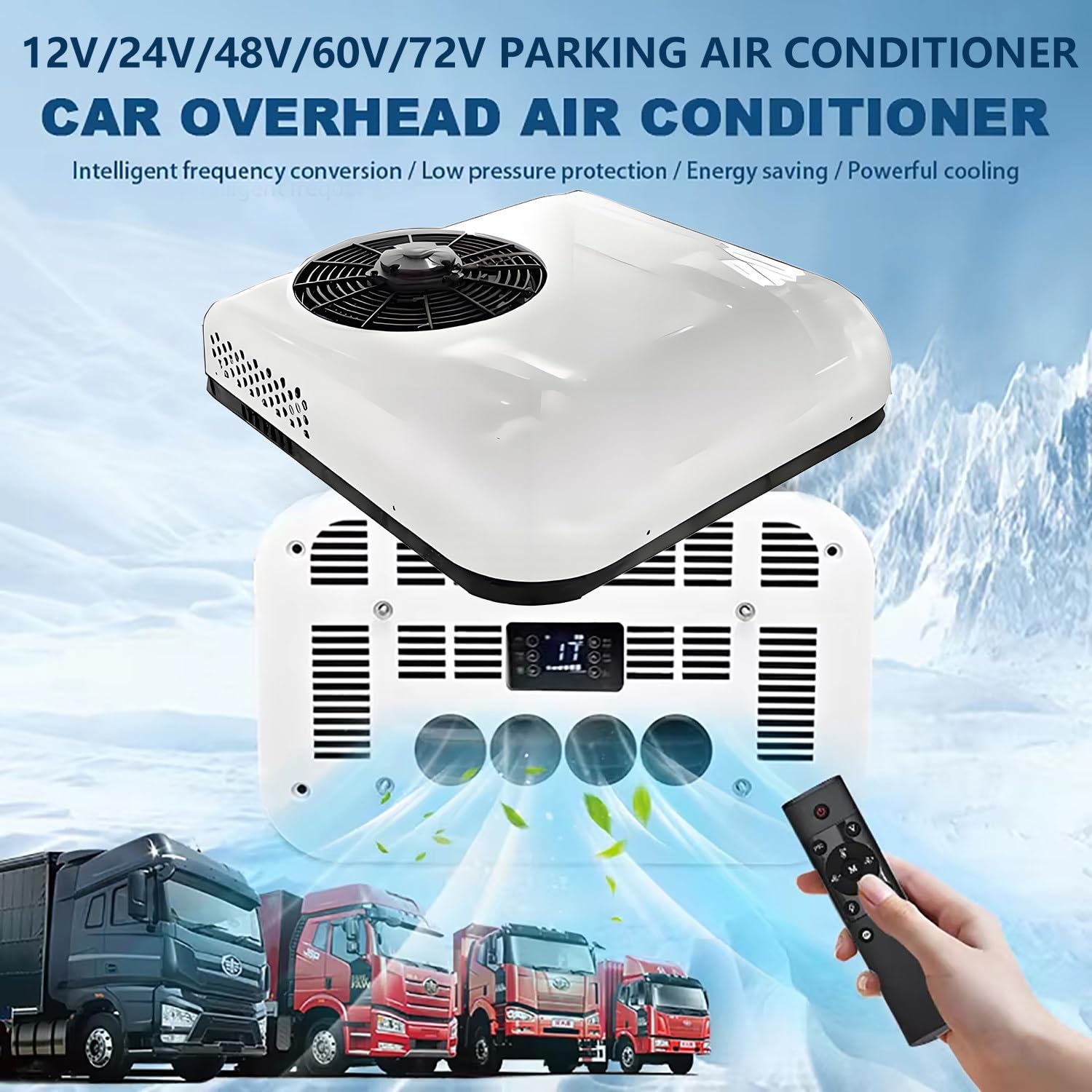 Aire acondicionado universal de techo para camionetas y autocaravanas, 12V,24V,48V,control remoto, refrigeración y calefacción eficientes. aire acondicionado camper camion y excavadoras,White24V