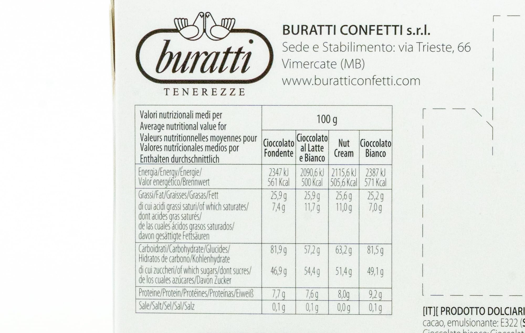 Buratti Confetti Tenerezze Selección De Almendras Recubiertas De Chocolate 1000 g