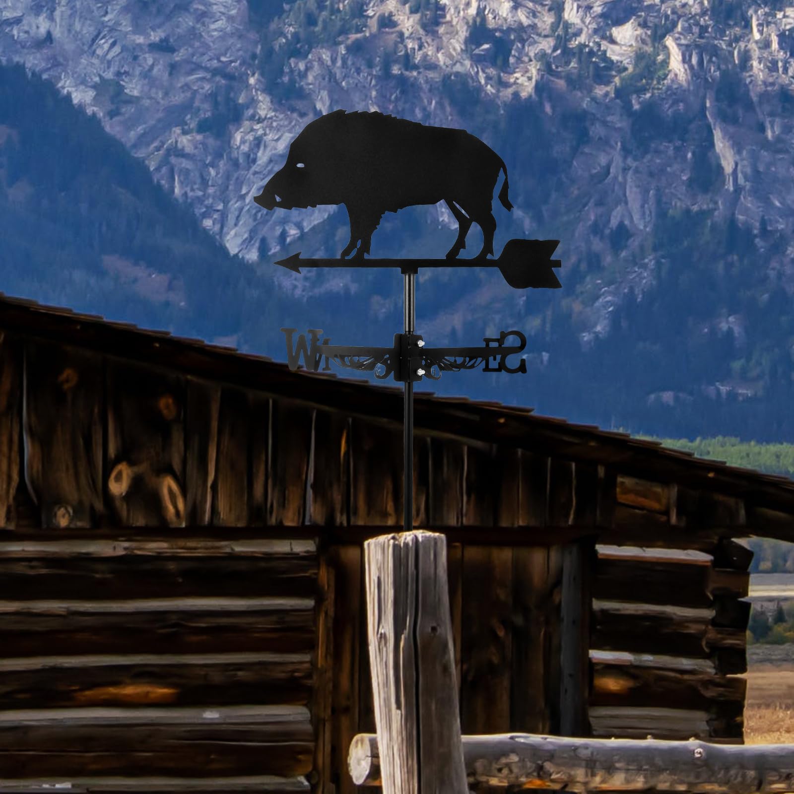 HANABASS Veleta De Cerdo, Veleta De Techo, Jabalí Weathervanes, De Viento para Jardin, Paleta De Clima MetáLico con Flecha Ornamento Dirección del Viento para Patio Exterior Granero