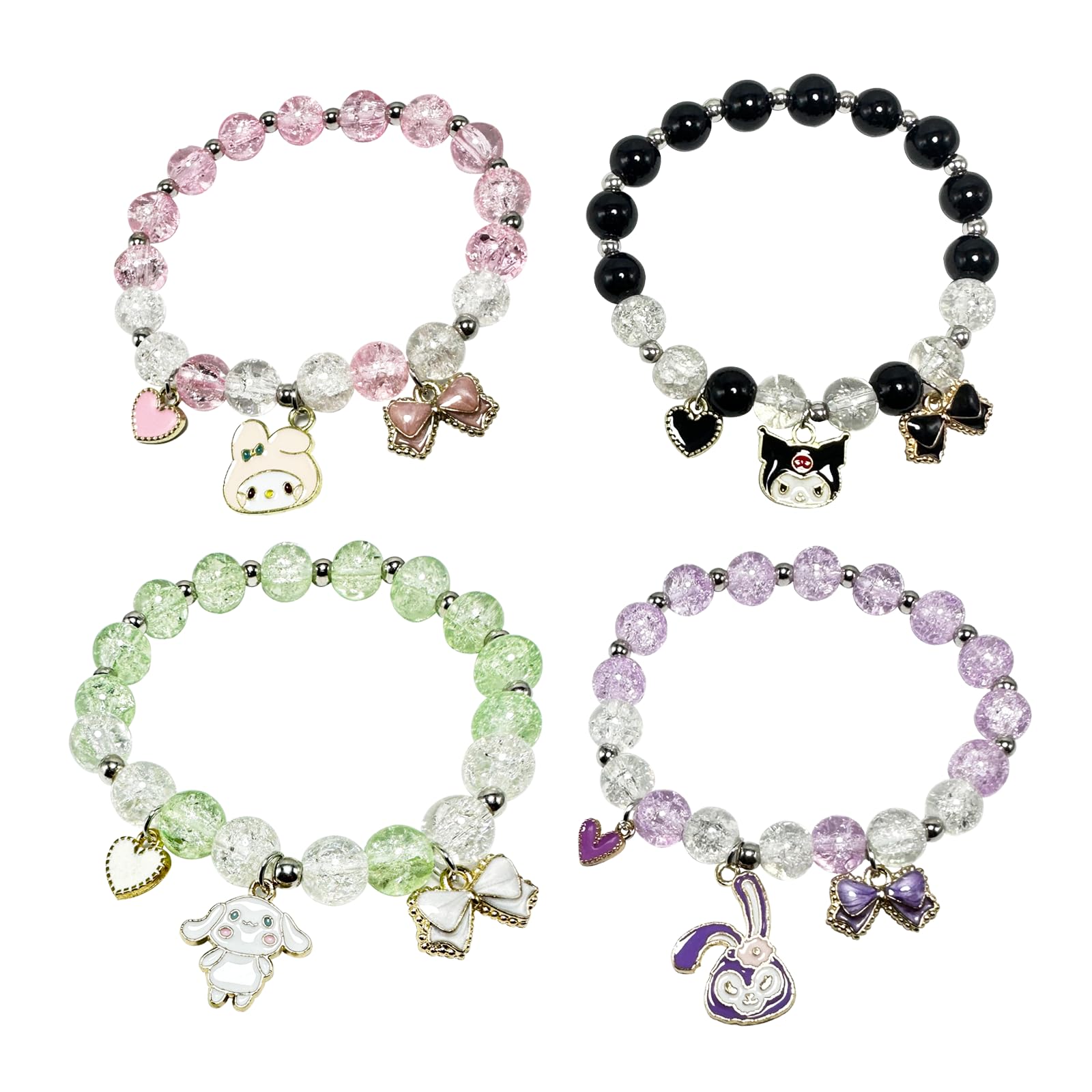 CJIAYUJEWCute Bracelet Crystal Pearl Bracelet, Anime Elastic Stretch Crystal Bead Bracelet Lovely Cartoon Elastic Beaded Bracelets for Women