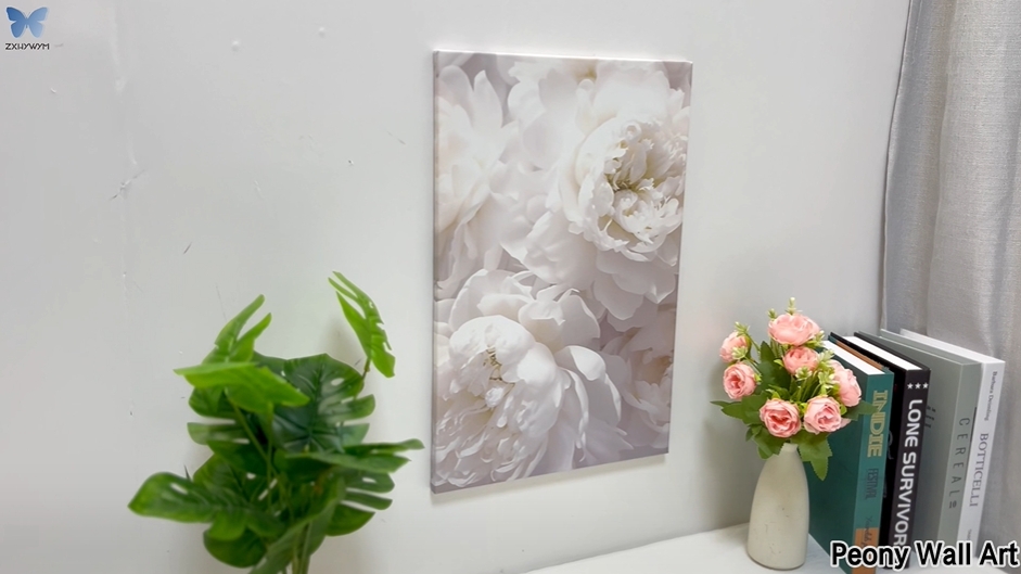 ym‪‪❤︎‬ Amazon.com: ZXHYWYM White Peony Canvas Wall Art Elegant Flowers