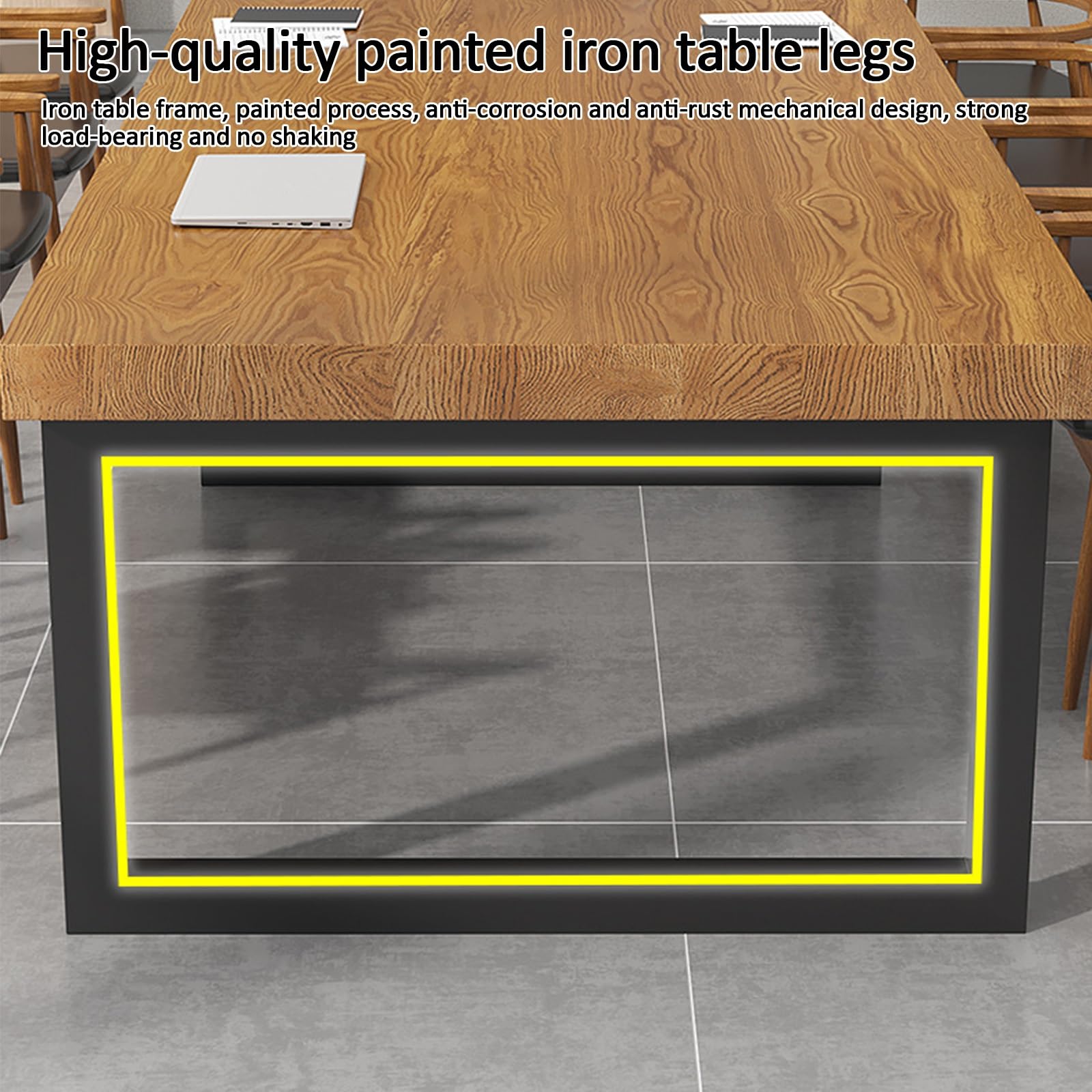 Tavolo da Conferenza in Legno, Tavolo Ufficio in Stile Industriale, Scrivania Lunga, Gambe in Metallo Nero, Adatto per Ristoranti, Cucine e Uffici, può Ospitare da 5 a 10 Persone(Brown,160x80x75cm/63x