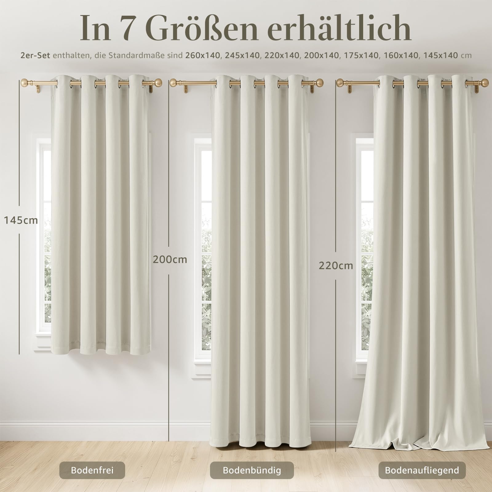 TOPICK Tende Oscuranti per Interni 2 Pezzi L 140 x A 260cm Bianco Crema | Tende Oscuranti Termiche Isolanti Anti-Rumore con Anelli Moderne per Soggiorno e Camera da Letto