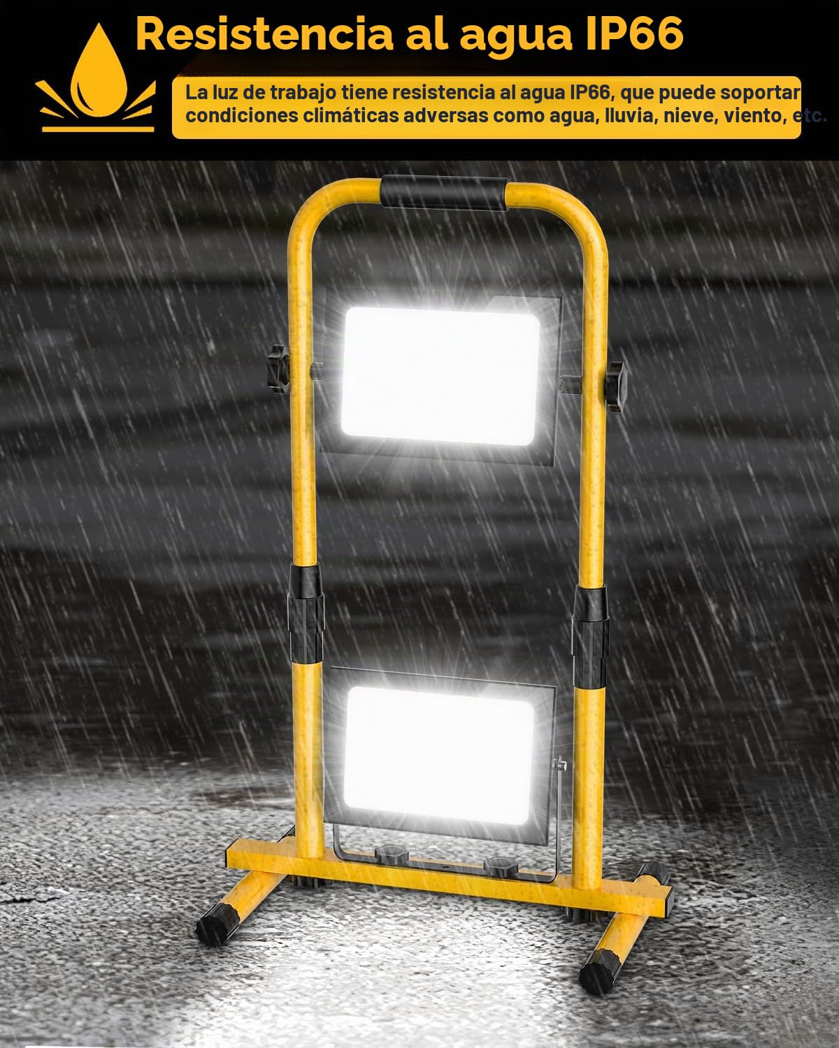 Foco de Trabajo LED 200W, 20000LM Foco de Luz Portatil con Soporte Telescópico, Foco Obra IP66 Impermeable con Cable de 9,8 Pies y Interruptor para Talleres, Garajes, Obras, 6500K Luz Blanca