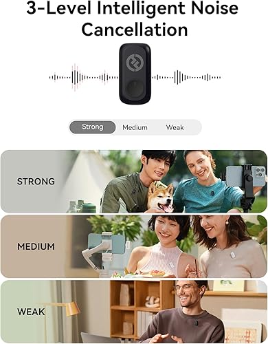 Miniatura 3 de Micrófono inalámbrico Hollyland Lark A1 Mini para iPhone y Android, 48kHz/24-bit, Cancelación Inteligente de Ruido de 3 Niveles, Micrófono para Negro