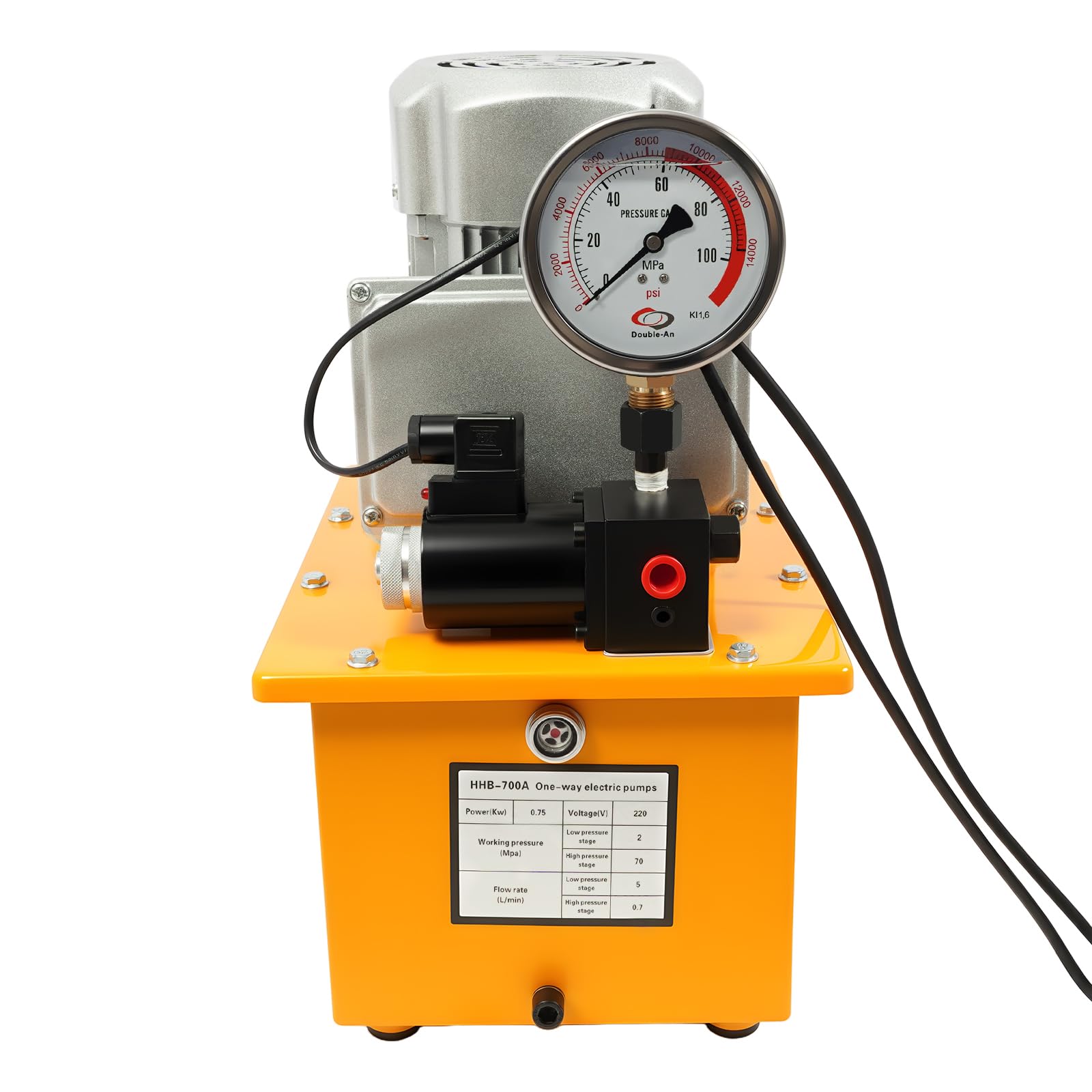 Bomba hidráulica eléctrica, 220V 750W cilindro hidráulico 2-70Mpa bomba de potencia hidráulica, tanque de combustible 7L, unidad de potencia hidráulica puede ser para mantenimiento, maquinaria