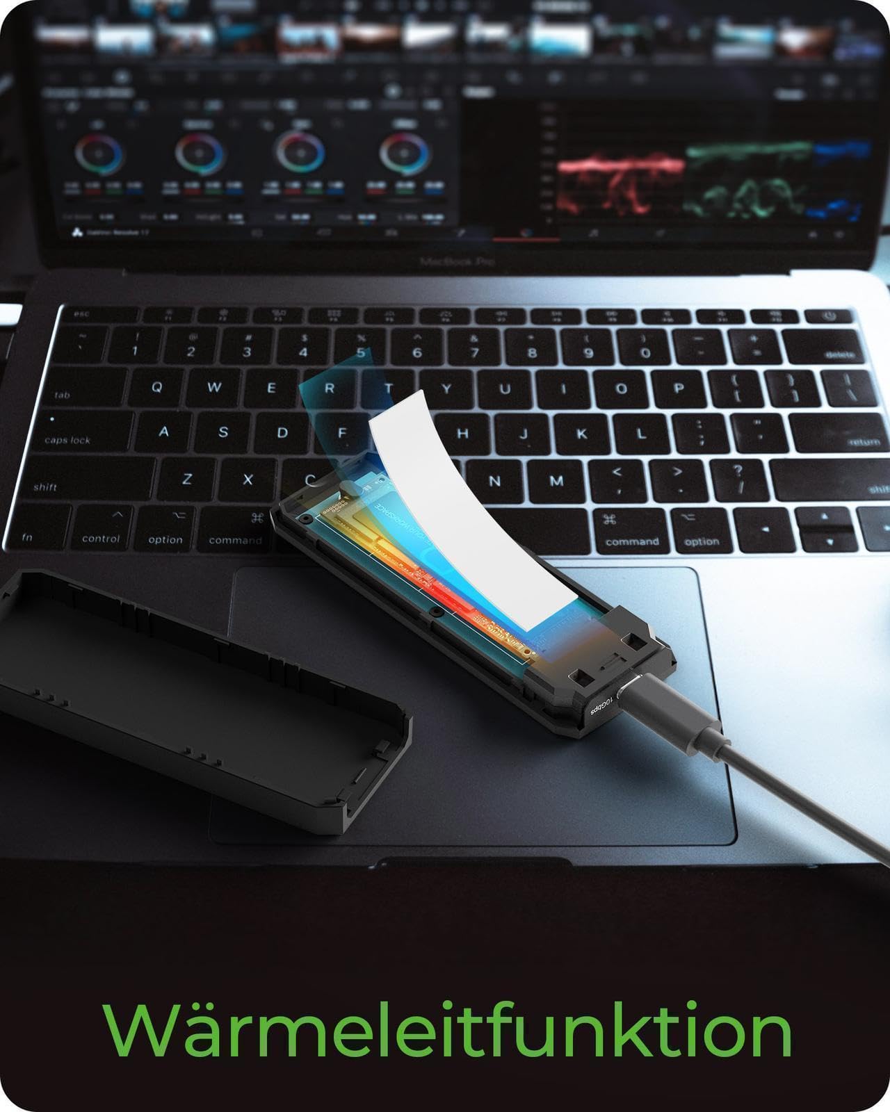 ICY Box M.2 NVMe SSD obudowa (USB 3.2 Gen 2 Type-C, 10 Gbit/s), oświetlenie RGB, do M+B Key (2230/2242/2260/2280), do 2 TB, IB-1805ML-CU31