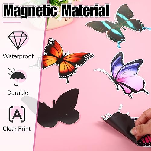 Miniatura 5 de Eaasty 10 imanes de mariposa para puerta, de doble cara, adhesivos magnéticos y flexibles para puerta, protector magnético y flexible, decorativo