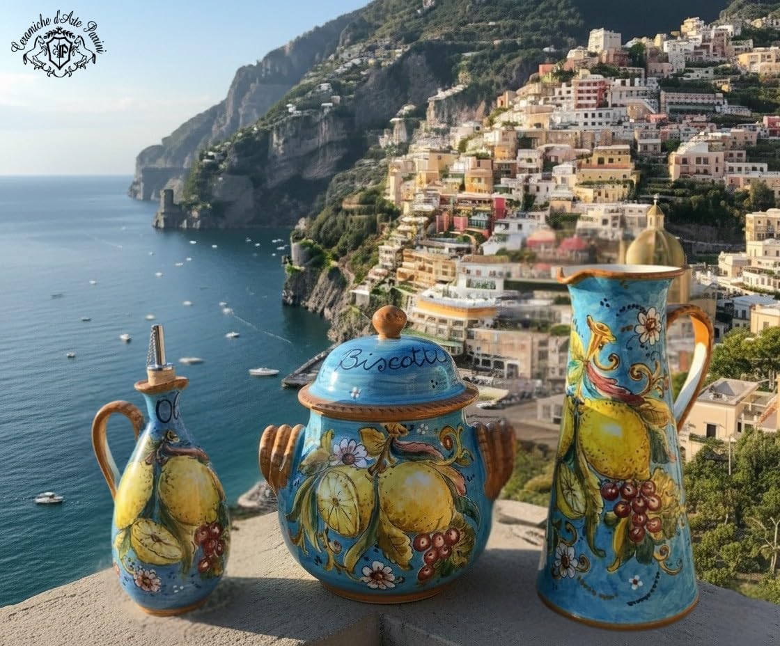 CERAMICHE PARRINI - Italian Pottery Ceramic Art Trivet Decorated Lemons Amalfi Hand Painted Made in Italy Tuscan Florence