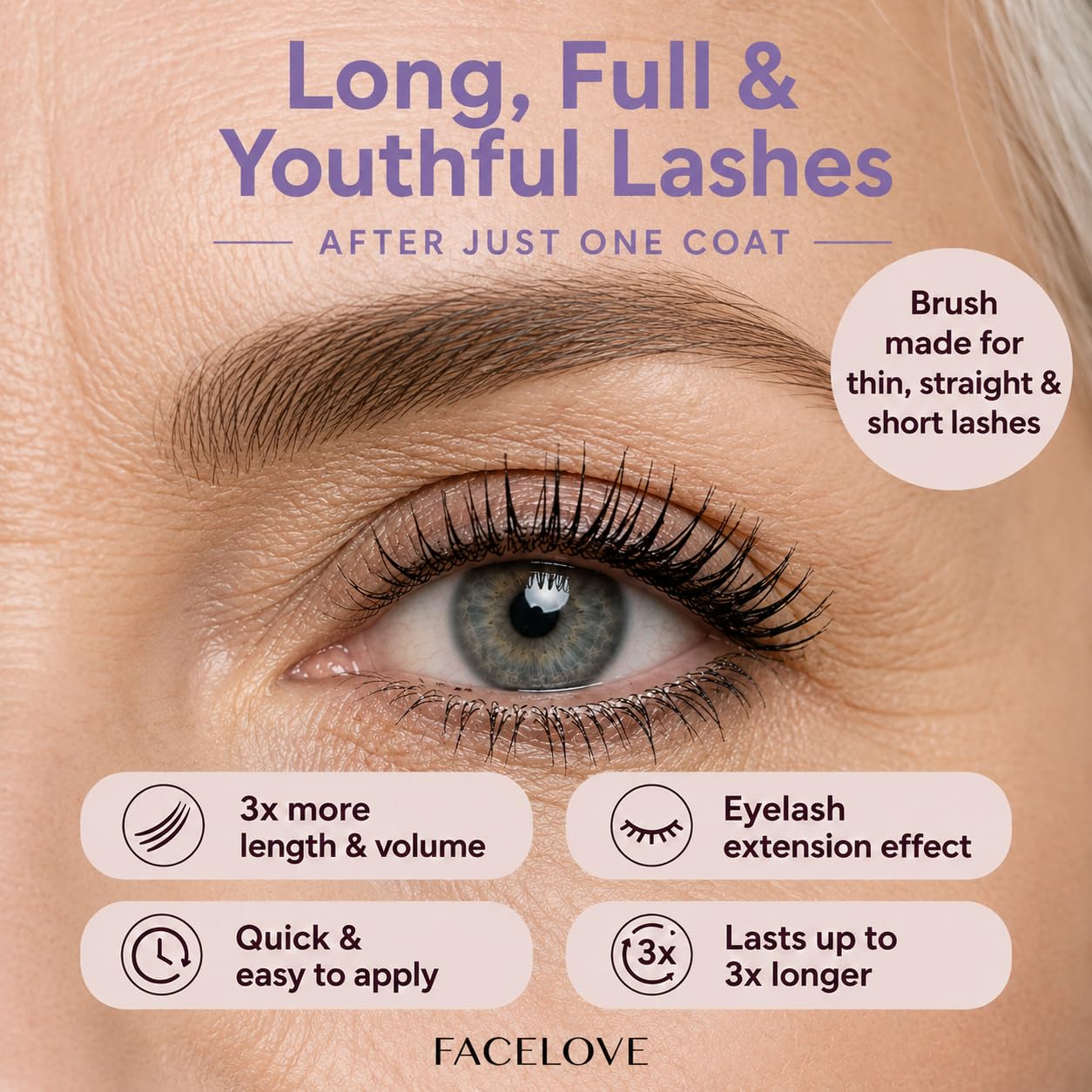 Facelove EVERLOVE Tubing Mascara for Mature Women, Volume & Length