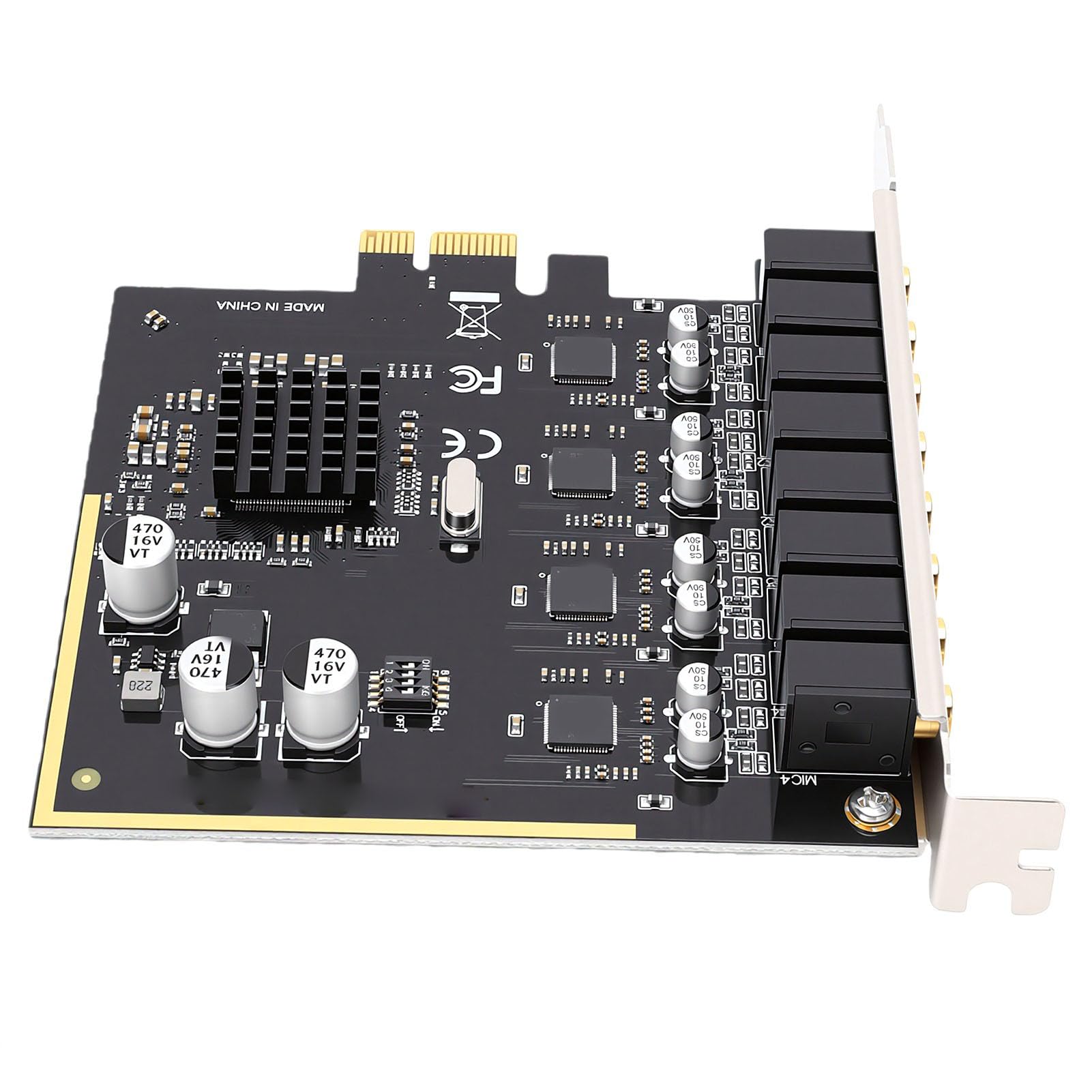 GOWENIC Tarjeta de Sonido PCIe de 4 Canales, HD, Reducción de Ruido por IA