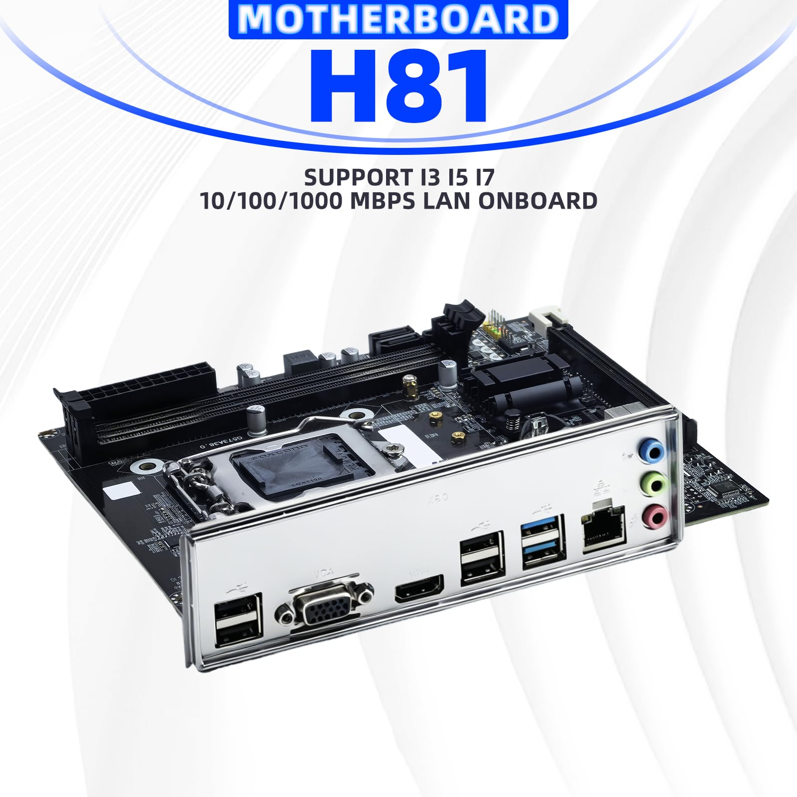 H81 Gaming Motherboard H81 LGA1150 Micro ATX Motherboard, Dual Channel DDR3, M.2 NVMe NGFF SATA 6Gb/s PCIe Slot, Compatible con Intel Core i3 i5 i7