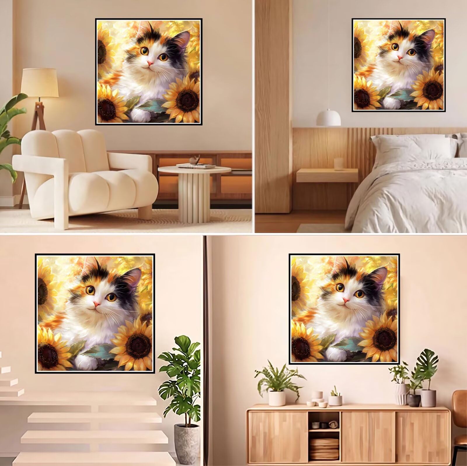 Diamond Painting Adulti, Gatto Diamond Painting Kit Completo, 5D Pittura Diamante Bambini Attività Manuale Creativa e Idea Regalo, Diamantini Crystal Art Tela Fai Da Te Kit 100x100cm Girasole FX#927