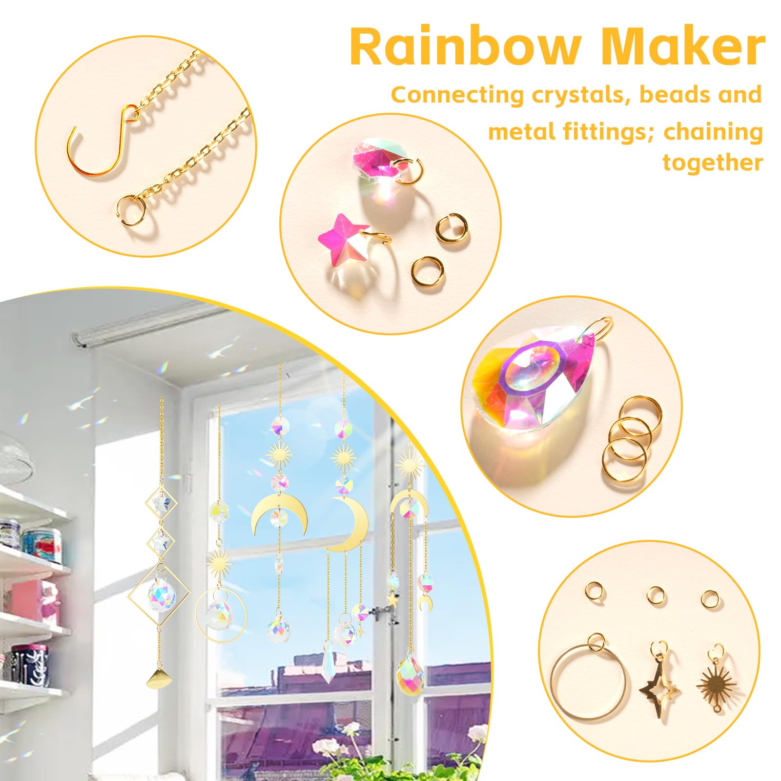 240 PCS fai da te SunCatchers fare kit per Adulti di Acchiappasole Cristallo Kit con Colorful Prisma Perline Arcobaleno Maker per Windows Hanging Garden Decor