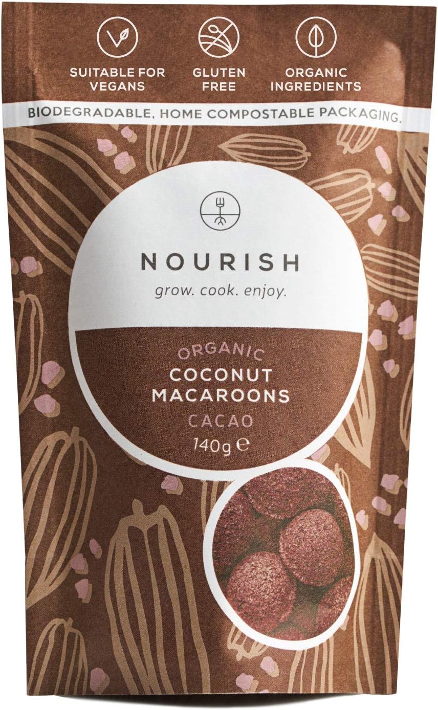 Organic Cacao Coconut Macaroons - Keto Snacks - Vegan, Gluten Free, Dairy Free Healthy Snacks Made with Natural Ingredients - 140g (Pack of 1)