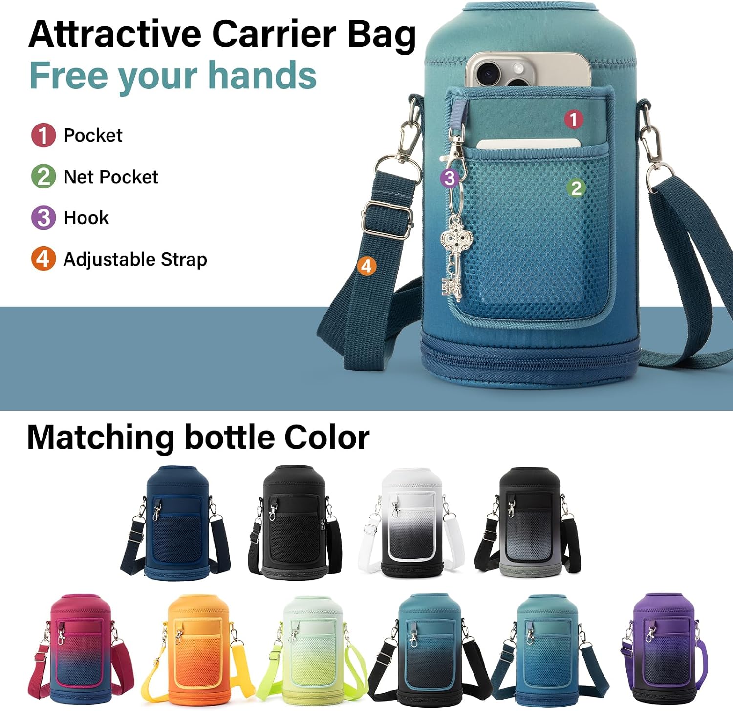DYSANKY 1 Gallon Insulated Water Bottle | Upgraded Thickened Stainless Steel Metal Portable Sports Large Water Jug for Gym and Hiking with Carrier Bag, Handle Strap | BPA-Free 128 oz thumbnail