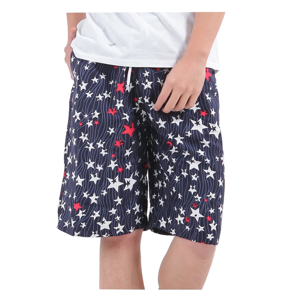 Cocokk Men's Straight Stars Casual Beach Shorts XX-Large