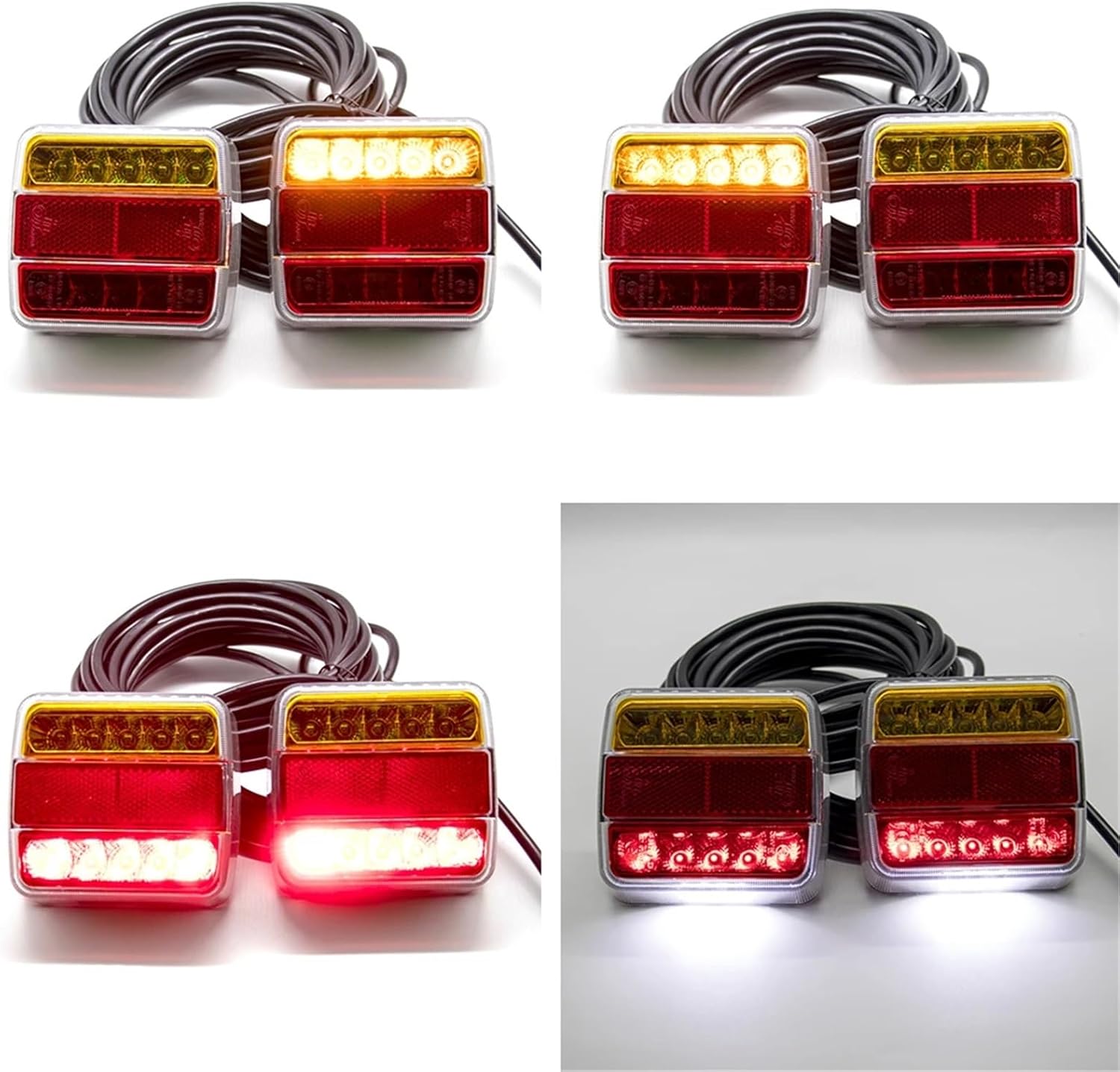 Rear Towing Tail Light 12V 10m 18 LED Trailer 7 Pin Universal Brake Stop Lamp License Number Plate Reflector Waterproof