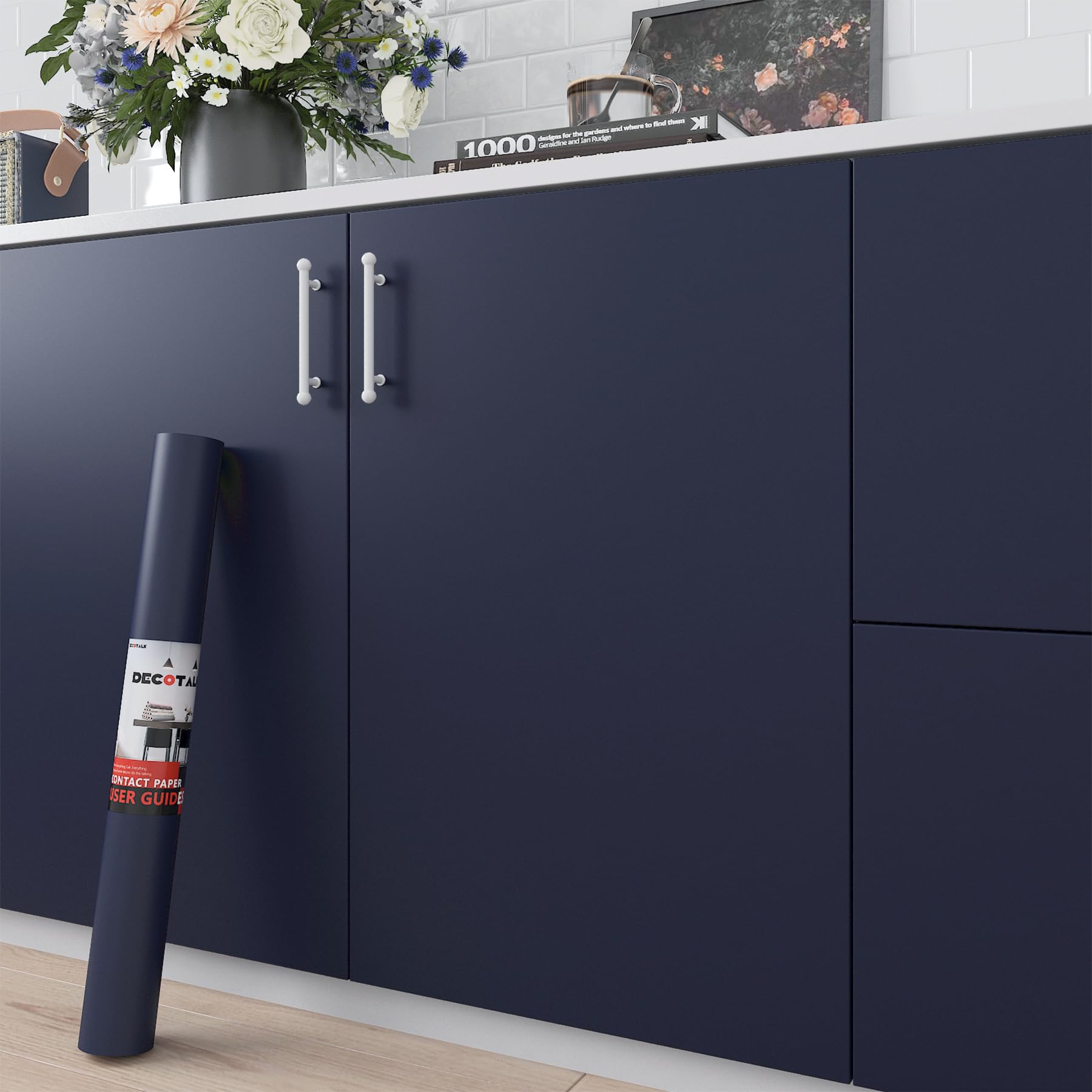 Decotalk 200"x12" Navy Wallpaper Removable Dark Blue Contact Paper Peel and Stick Blue Contact Paper for Cabinets Decorative Solid Color Wallpaper for Bedroom Self Adhesive Vinyl Wrap Matte