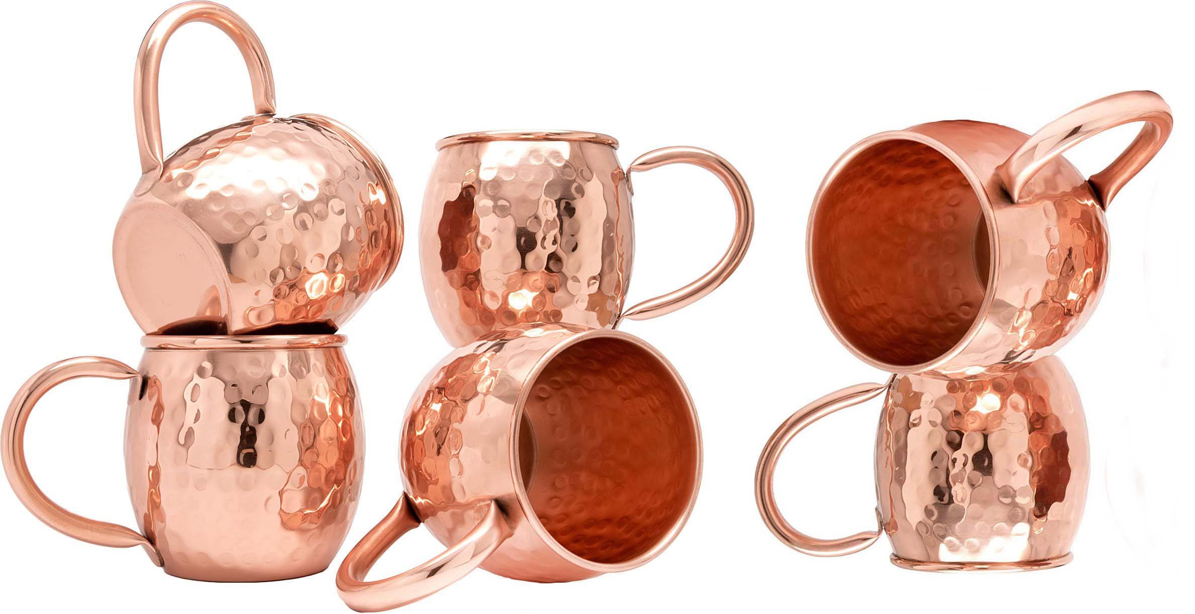 Rastogi HandicraftsPure Copper Barrel Mug for Moscow Mules - 16 oz - 99% Pure Hammered Copper - Heavy Gauge - No lining lacquer Coated (6)