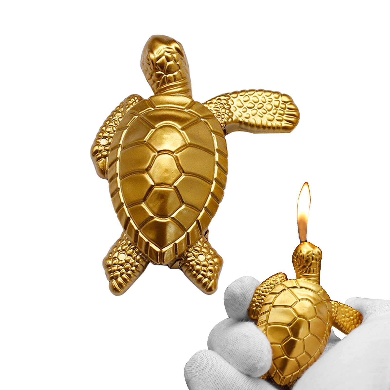 Creative Desktop Golden Turtle Butane Lighter - Cool Portable Gas Lighter With Adjustable Soft Flame, Refillable for Outdoor Indoor Use - Men's Boyfriend Gift