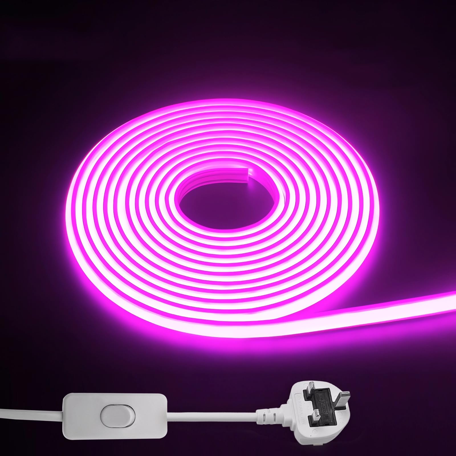 STHomedeco IP65 Waterproof LED Strip Light, 220V Outdoor Flexible COB Light Strip with Adhesive Backing, Illumination for Indoor and Outdoor Decoration (Pink, LED Strip Light 1m)