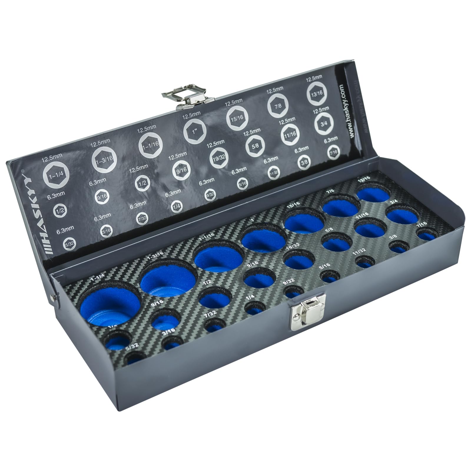 HASKYY – Set di chiavi a cricchetto, 24 pezzi, da 5/32" a 1.1/4" con cricchetto a anello, set di 12 chiavi a cricchetto da 1/4" a 1" pollici/pollici per veicoli USA