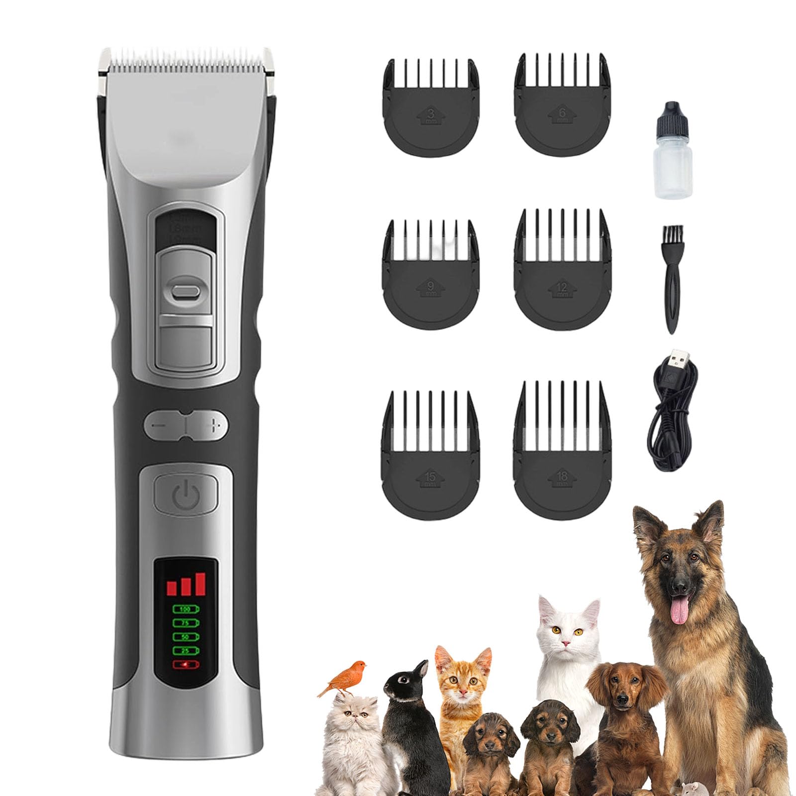 Eanmoda V3 Dog Clippers, Professional Dog Clippers for Thick Hair with 3-Speed & Titanium-Ceramic Blades, Smart LCD Display, Rechargeable Cordless Pet Grooming Kit for Small & Large Pets