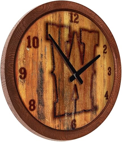 Miniatura 127 de The Fan-Brand NCAA Oklahoma Sooners: Faux Barrel Top Wall Clock Sports Team Bar Sign Décor - Home Man Cave, Party Decoration - Made On Demand