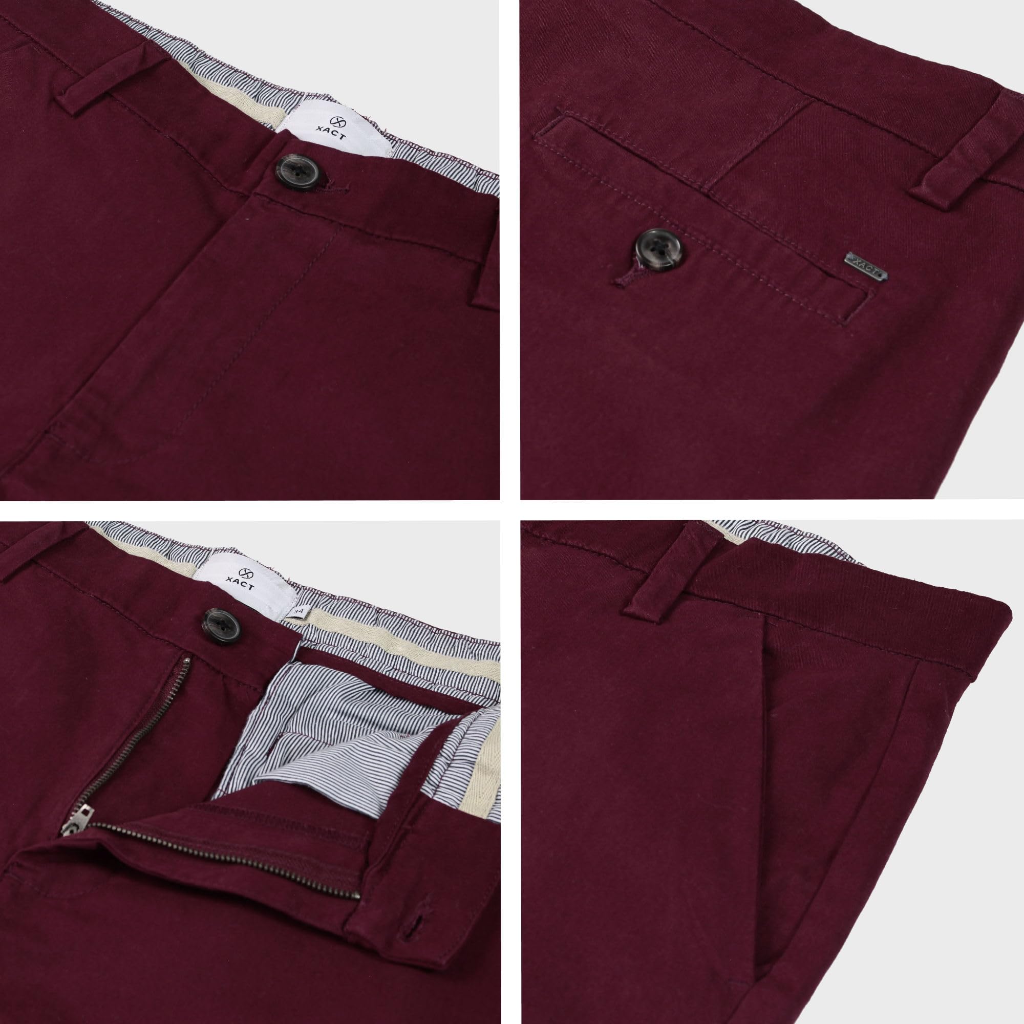Xact Pantaloncini Uomo Chino Bermuda Cotone Stretch Regolare Pantaloni Corti Estivi Casual Golf Eleganti Tasche Zip Twill Leggeri Vacanza Lavoro