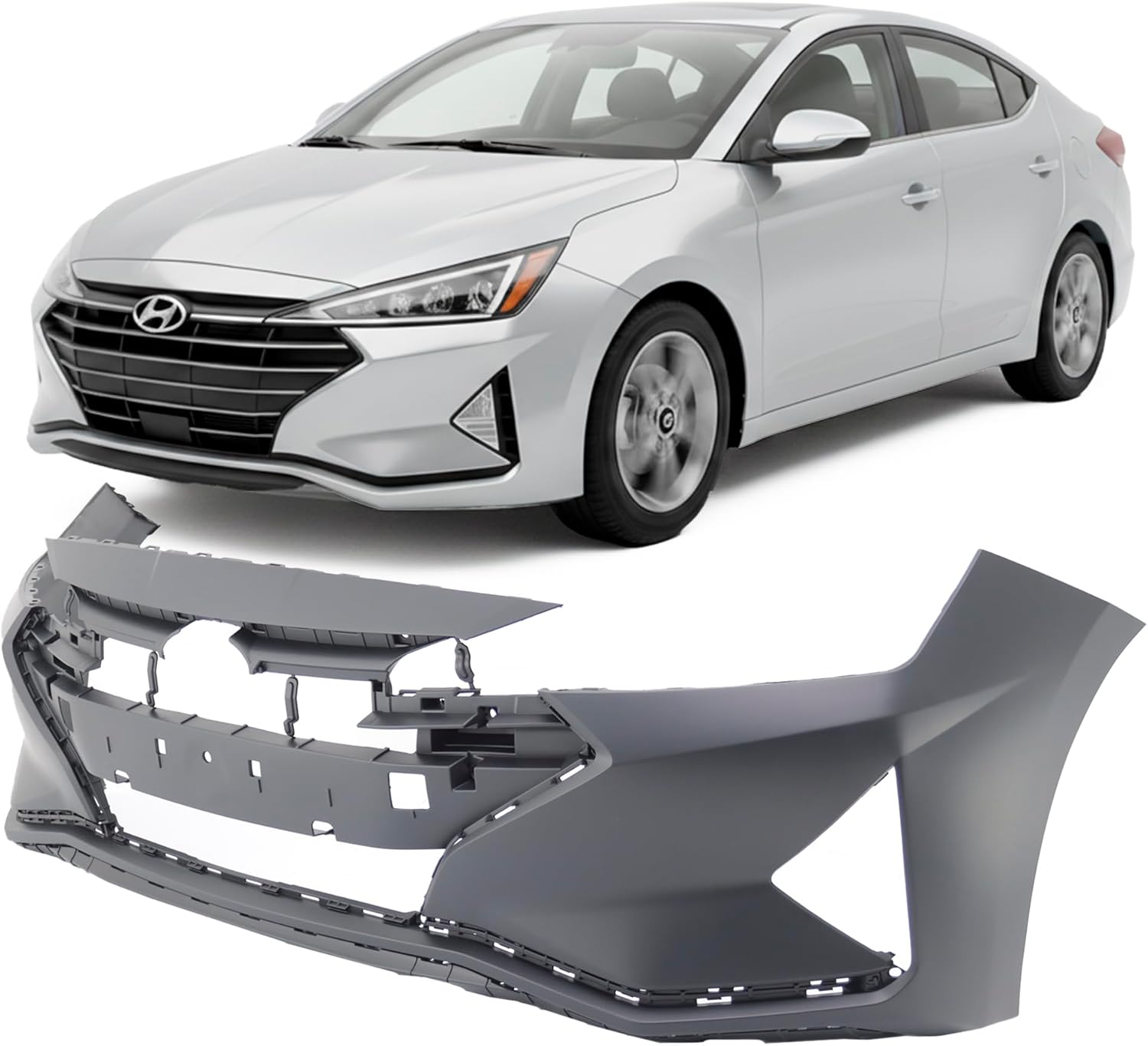 FitParts Compatible With Front Bumper Cover 2019-2020 Hyundai Elantra USA GLS SE SEL ECO Limited Essential Premium Sedan 19 20. New, Primed. With Fog Light Holes. HY1000236