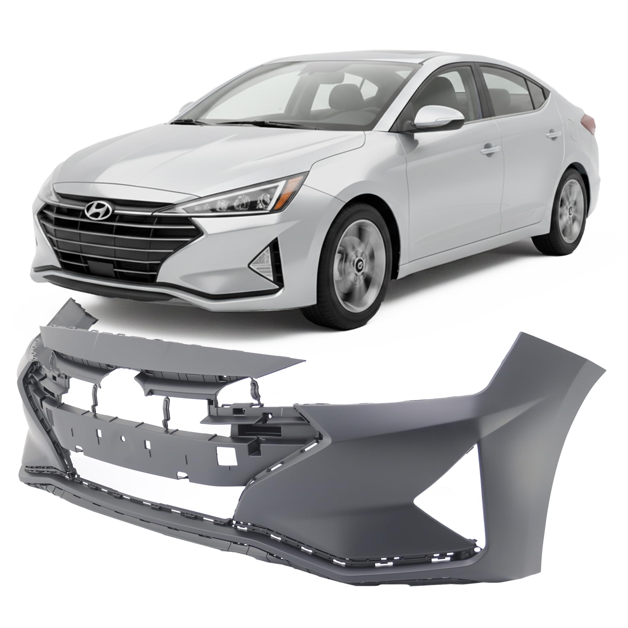 FitParts Compatible With Front Bumper Cover 2019-2020 Hyundai Elantra USA GLS SE SEL ECO Limited Essential Premium Sedan 19 20. New, Primed. With Fog Light Holes. HY1000236