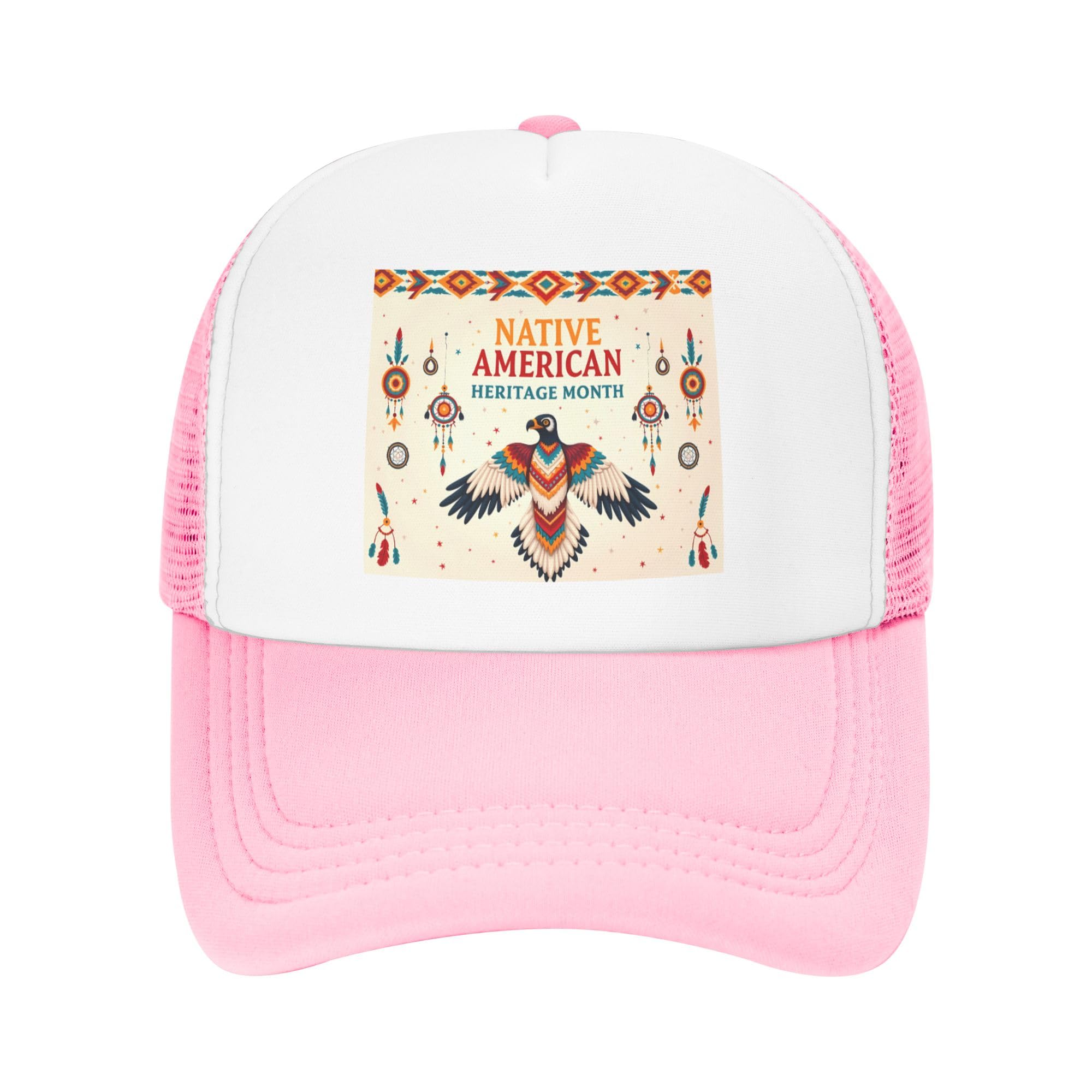 National Native American Heritage Trucker Hat November is Native American Heritage Month Party Festival Baseball Cap Mesh Back Adjustable Hats for Kids - Pink